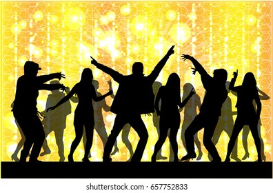 Dancing people silhouettes. Abstract background.