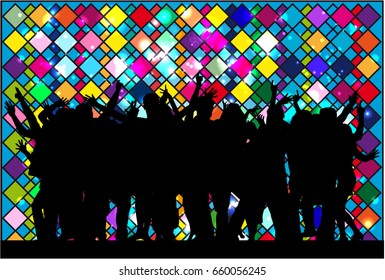 Dancing people silhouettes. Abstract background.
