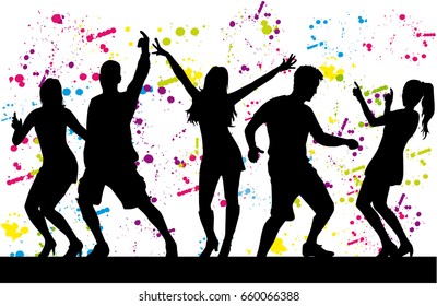 Dancing people silhouettes. Abstract background.