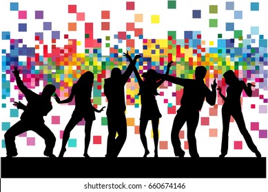 Dancing people silhouettes. Abstract background.