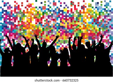 Dancing people silhouettes. Abstract background.