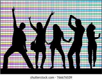 Dancing people silhouettes. Abstract background.