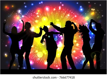 Dancing people silhouettes. Abstract background.