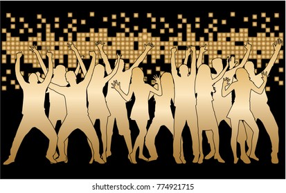 Dancing people silhouettes. Abstract background.
