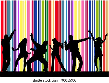 Dancing people silhouettes. Abstract background.