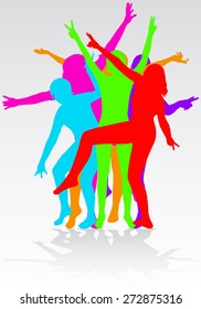 Dancing people silhouettes color
