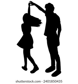 Dancing people silhouettes. Couple dance Vector work.