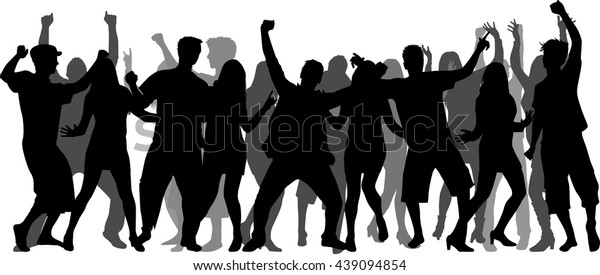 Dancing People Silhouettes Large Group Stock Vector (Royalty Free ...