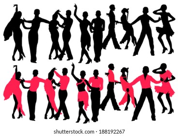 Dancing People Silhouettes Set