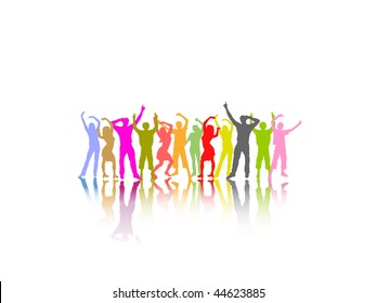 dancing people silhouettes with shadows
