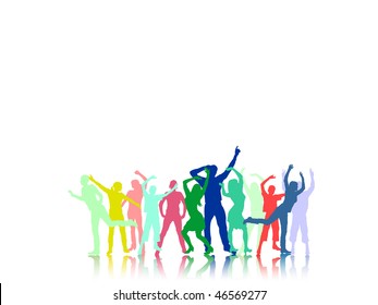  dancing people silhouettes with shadows