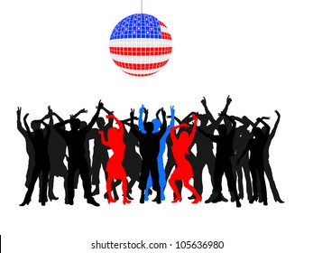 dancing people silhouettes - vector