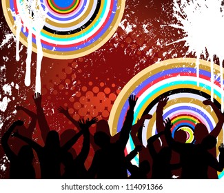 Dancing people silhouettes - vector