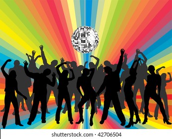 dancing people silhouettes - vector