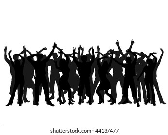 dancing people silhouettes - vector