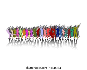 dancing people silhouettes - vector