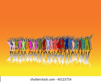 dancing people silhouettes - vector