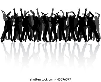 dancing people silhouettes - vector