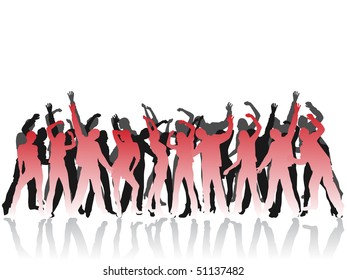 dancing people silhouettes - vector