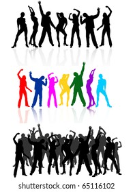 dancing people silhouettes - vector