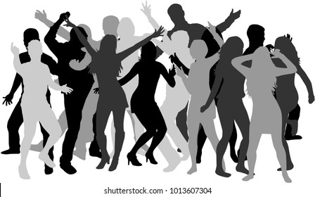 Dancing people silhouettes. Vector work.