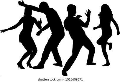 Dancing people silhouettes. Vector work.