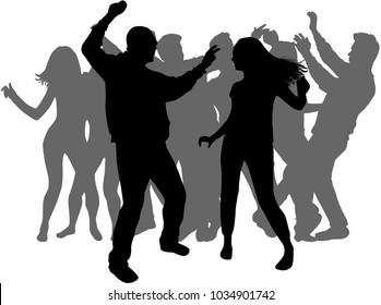 Dancing people silhouettes. Vector work.