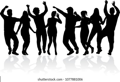 Dancing people silhouettes. Vector work.