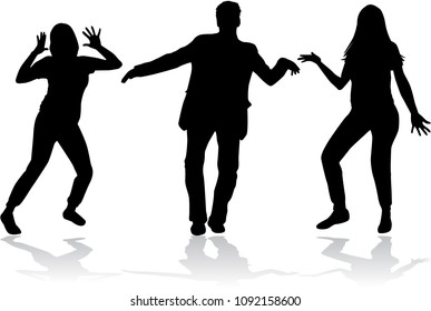Dancing people silhouettes. Vector work.