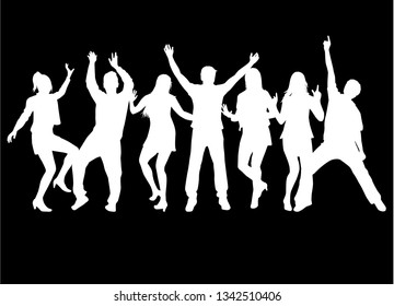 Dancing people silhouettes. Vector work.