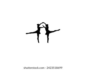 Dancing people silhouettes. Vector work. Vector silhouette of people on a white background.