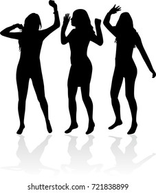 Dancing people silhouettes. Vector work.