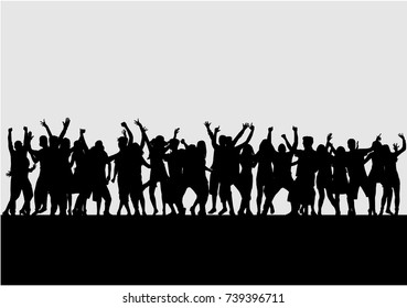 Dancing people silhouettes. Vector work.