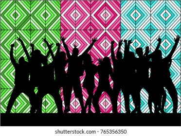 Dancing people silhouettes. Vector work.