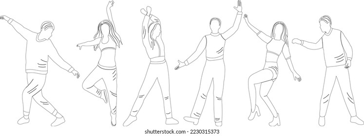 dancing people sketch ,contour vector