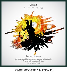 Dancing people, splash poster, vector