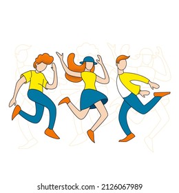 Gente bailarina, dos chicos y una chica. Gráficos vectoriales