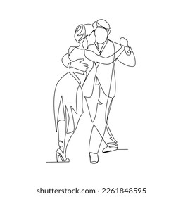 Dancing people vector illustration drawn in line art style