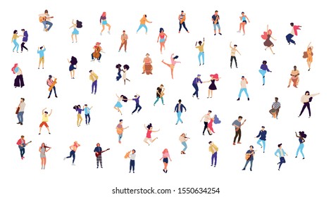 Dancing people vector isolated illustration. Musicians flat illustration