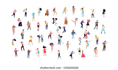 Dancing people vector isolated illustration. Musicians flat illustration