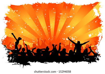 dancing people vector silhouettes with grunge elements