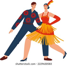 Dancing people, young character having fun, isolated on white, happy modern man, design, in cartoon style vector illustration.