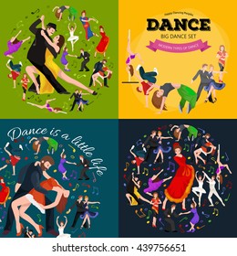 Dancing People young man and woman Dancer Bachata Hiphop, Salsa, Indian Ballet Strip, Rock and Roll Break, Flamenco Tango Contemporary Belly Pictogram Dance style concept for studio class banner flyer