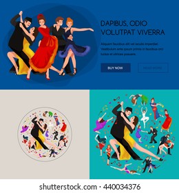 Dancing People young man and woman Dancer Bachata Hiphop, Salsa, Indian Ballet Strip, Rock and Roll Break, Flamenco Tango Contemporary Belly Pictogram Dance style concept for studio class banner flyer