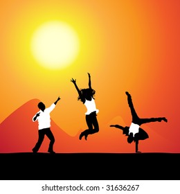 Dancing peoples in the desert