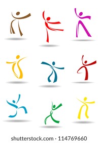 Dancing peoples pictograms for entertainment or sports design, such a logo. Jpeg version also available in gallery