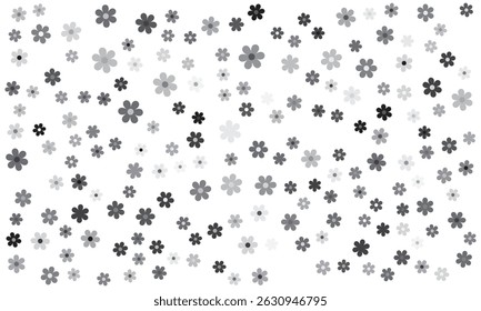 Dancing Petals in a Monochrome Symphony: A mesmerizing pattern of delicate blossoms unfolds in a monochromatic dance, showcasing the intrinsic beauty of floral symmetry, textures and forms.