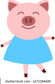 Dancing pig, illustration, vector on white background.