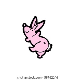 caricatura de conejo rosa bailando