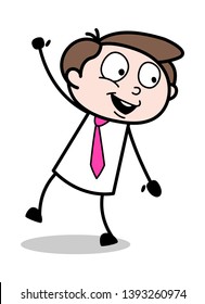 Dancing Pose - Office Businessman Employee Cartoon Vector Illustration﻿